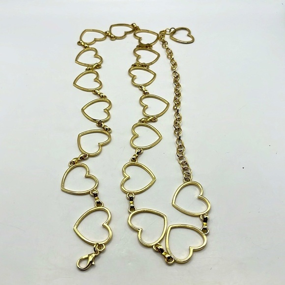 Heart chain Link Belt Adjustable Gold Tone. Hearts Love Boho Hippi Love Romance - Picture 9 of 12